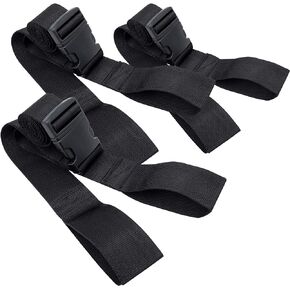 LINE2design Backboard Spine Board Straps - 5' Disposable Securing Straps with Loop Ends - Emergency Medical Board Adjustable Strap with Plastic Quick Safety Straps Release Buckle - Black - Pack of 3