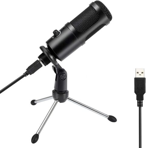 ميكروفون USB • ميكروفون تسجيل بمكثف معدني • حامل ميكروفون ثلاثي الأرجل • لأجهزة الكمبيوتر المحمول MAC أو Windows • تسجيل صوتي في استوديو Cardioid، وتسجيل الصوت، والبث المباشر ومقاطع فيديو YouTube in Kuwait