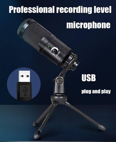 ميكروفون USB • ميكروفون تسجيل بمكثف معدني • حامل ميكروفون ثلاثي الأرجل • لأجهزة الكمبيوتر المحمول MAC أو Windows • تسجيل صوتي في استوديو Cardioid، وتسجيل الصوت، والبث المباشر ومقاطع فيديو YouTube in Kuwait