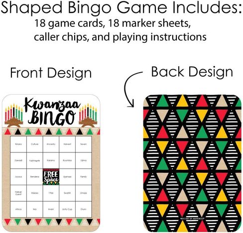 Big Dot of Happiness Happy Kwanzaa - بطاقات وعلامات بينجو - لعبة بينجو لحفلات العطلات التراثية الأفريقية - مجموعة من 18 قطعة in Saudi Arabia