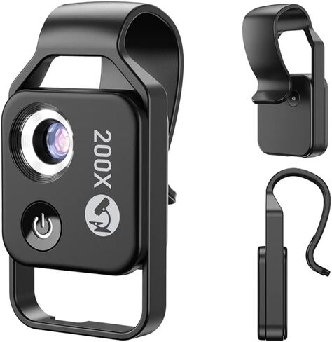 Phone Microscope with CPL Lens & LED Light & Universal Clip, 200X Pocket Microscope, Compatible with Most Smartphones in Saudi Arabia