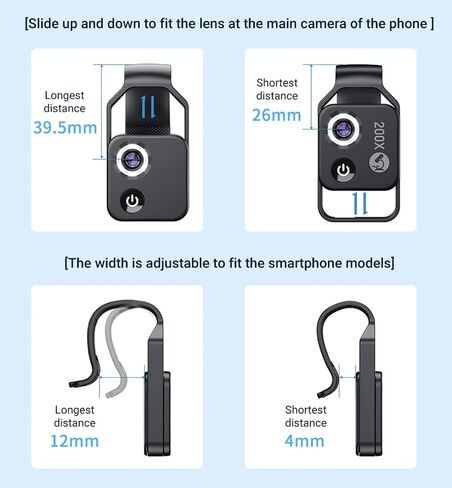 Phone Microscope with CPL Lens & LED Light & Universal Clip, 200X Pocket Microscope, Compatible with Most Smartphones in Saudi Arabia