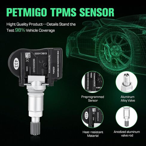 56053031AD مستشعر TPMS نظام مراقبة ضغط الإطارات 433 ميجاهرتز لكرايسلر 300/200/سيبرينج/تاون آند كانتري، لدودج أفينجر/كاليبر/جراند كارافان/رحلة/شاحن/ماغنوم (4 قطع) in Saudi Arabia