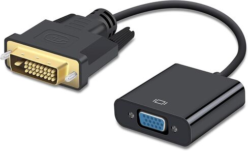 Aolcev DVI to VGA Adapter DVI-D 24+1 & DVI-I 24+5 to VGA Male to Female Gold-Plated Convertor 1080P HD Resolution DVI to VGA Cable for Monitor TV PC Host and Projector in Kuwait