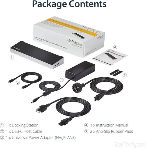 محطة إرساء الكمبيوتر المحمول العالمية StarTech.com، قاعدة توصيل USB-C/USB-A هجينة، Dual 4K DP/HDMI، 60 وات PD، Mac/Windows/Chrome OS، NIC in Kuwait