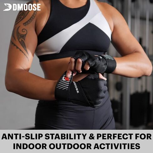 قفازات تمرين اللياقة البدنية من دي مووس - قفازات الصالة الرياضية لرفع الأثقال والتدريب والسحب واللياقة البدنية - قفازات رفع الأثقال للرجال والنساء - مع أو بدون دعم المعصم - قفازات تدريب مسامية in Kuwait