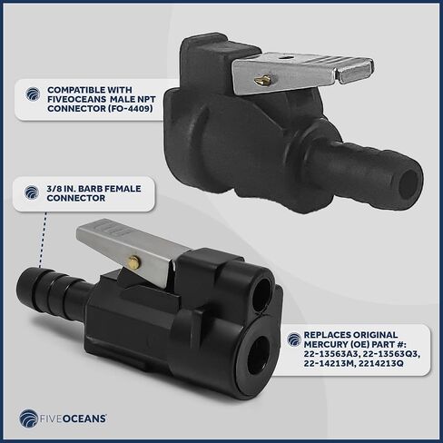 خمسة محيطات 3/8 بوصة بارب أنثى خط الوقود موصل سريع ل ياماها/الزئبق اتصالات خارجية وجانب خزان الوقود الزئبق، يستبدل الجزء 22-13563A3، 22-13563Q3، 22-14213M، 2214213Q - FO2900 in Kuwait