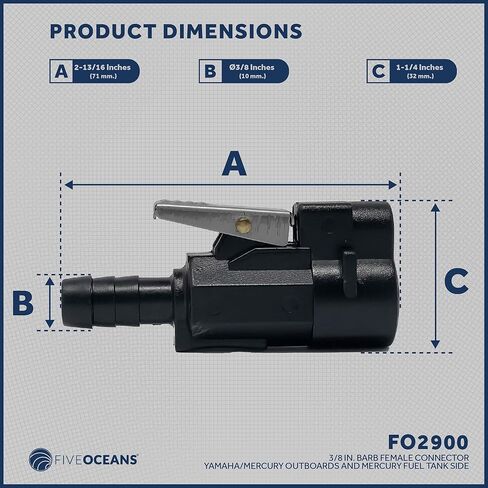 خمسة محيطات 3/8 بوصة بارب أنثى خط الوقود موصل سريع ل ياماها/الزئبق اتصالات خارجية وجانب خزان الوقود الزئبق، يستبدل الجزء 22-13563A3، 22-13563Q3، 22-14213M، 2214213Q - FO2900 in Kuwait