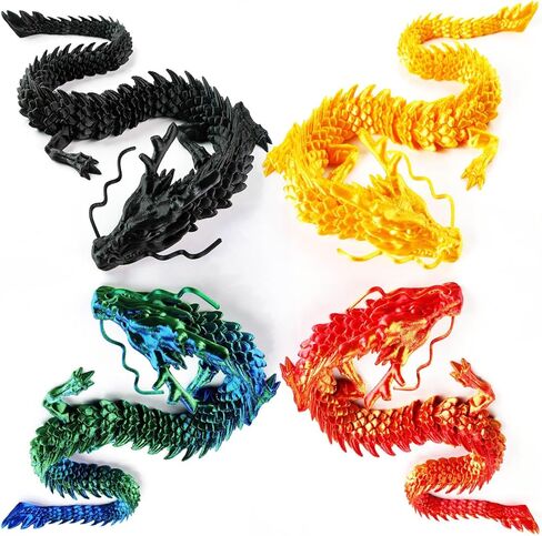 3D Printed Dragon - Articulated and Posable Toy for Car Decoration - Strikingly Realistic Dragon crystal Figure gifts (Gold) in Kuwait