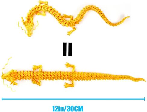 3D Printed Dragon - Articulated and Posable Toy for Car Decoration - Strikingly Realistic Dragon crystal Figure gifts (Gold) in Kuwait