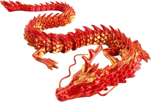 3D Printed Dragon - Articulated and Posable Toy for Car Decoration - Strikingly Realistic Dragon crystal Figure gifts (Gold) in Kuwait