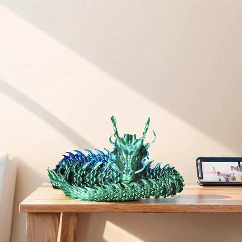3D Printed Dragon - Articulated and Posable Toy for Car Decoration - Strikingly Realistic Dragon crystal Figure gifts (Gold) in Kuwait