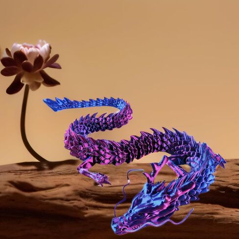 3D Printed Dragon - Articulated and Posable Toy for Car Decoration - Strikingly Realistic Dragon crystal Figure gifts (Gold) in Kuwait
