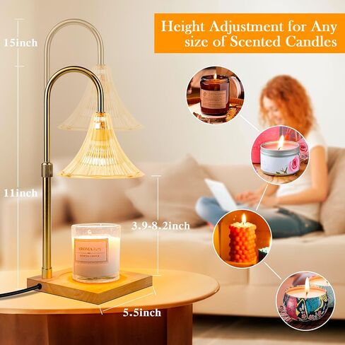 Candle Warmer Lamp Electric Candle Warmer with Timer Dimmer Adjustable Height Wax Warmer Vintage Home Decor Table Lamp Night Lamp Candle Melter Lamp for Scented Jar Candles Birthday Gifts in Saudi Arabia
