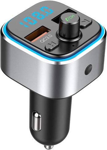 جهاز إرسال راديو FM يعمل بالبلوتوث للسيارة مع شاحن ومستقبل الصوت ومحول ولاعة السجائر ومشغل الموسيقى ومجموعة السيارة بدون استخدام اليدين لهواتف iPhone وسامسونج وأندرويد المحمولة in Kuwait