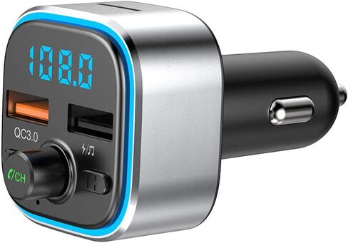 جهاز إرسال راديو FM يعمل بالبلوتوث للسيارة مع شاحن ومستقبل الصوت ومحول ولاعة السجائر ومشغل الموسيقى ومجموعة السيارة بدون استخدام اليدين لهواتف iPhone وسامسونج وأندرويد المحمولة in Kuwait