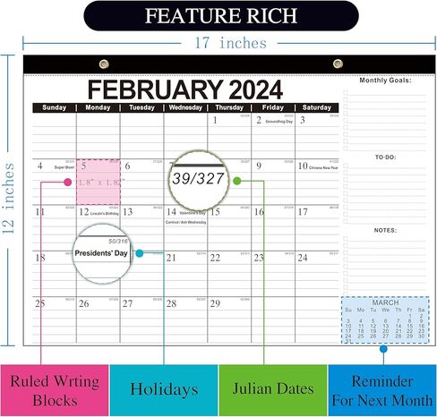 Kyweel 2024-2025 Desk Calendar, 12 Month Desk Calendar/Wall Calendar Combo, 17" x 12", July 2024-June 2025, Highlight Holidays, Planning Calendar, Thick Paper in Kuwait