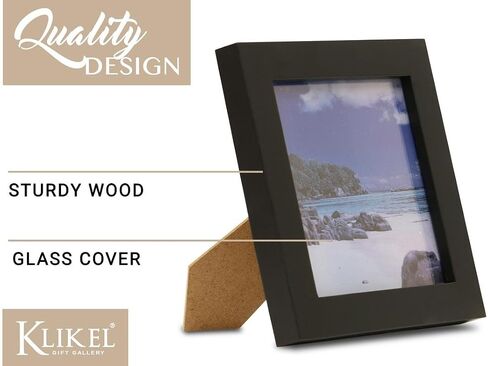 Klikel 4x5 Picture Frame Black - 5x4 Wooden Photo Frame - Made of Real Wood With Glass Photo Protection - Ready For Wall Hanging And Table Standing Display in Saudi Arabia