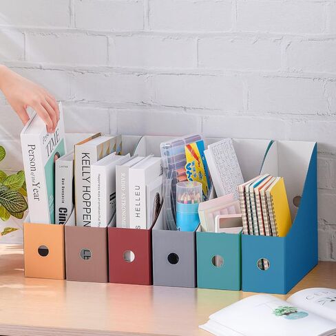 Colarr 12 Pack Cardboard Magazine Holders 12 Colors Magazine Storage Box with Label Stickers File Organizer Folder Book Holder for Desk Desktop Document Organizer for Office School (Fresh Color) in Kuwait