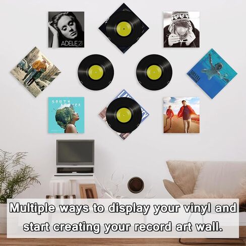 BiJun الفينيل سجل عرض الرف جدار جبل، 18 حزمة الحد الأدنى الاكريليك الفينيل حامل جدار عرض موقف سجل رفوف الألبوم عرض الحائط لLP، CD، مجموعة البطاقات، مجلة في مكتب المنزل in Kuwait