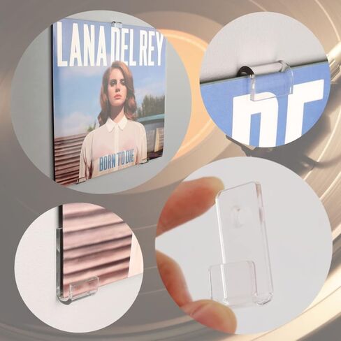 BiJun الفينيل سجل عرض الرف جدار جبل، 18 حزمة الحد الأدنى الاكريليك الفينيل حامل جدار عرض موقف سجل رفوف الألبوم عرض الحائط لLP، CD، مجموعة البطاقات، مجلة في مكتب المنزل in Kuwait