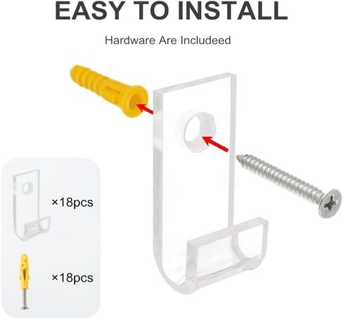 BiJun الفينيل سجل عرض الرف جدار جبل، 18 حزمة الحد الأدنى الاكريليك الفينيل حامل جدار عرض موقف سجل رفوف الألبوم عرض الحائط لLP، CD، مجموعة البطاقات، مجلة في مكتب المنزل in Kuwait