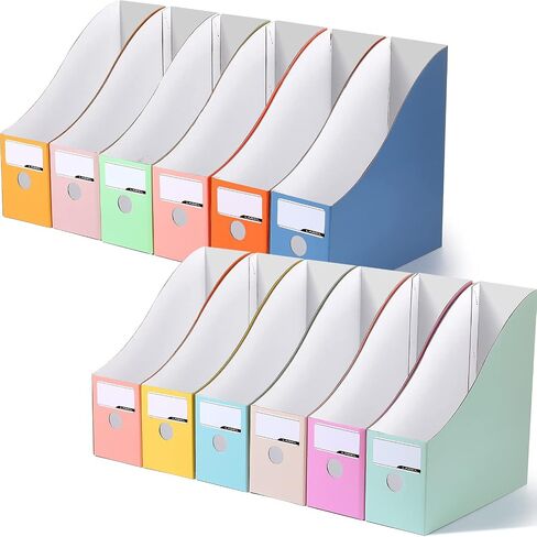 Colarr 12 Pack Cardboard Magazine Holders 12 Colors Magazine Storage Box with Label Stickers File Organizer Folder Book Holder for Desk Desktop Document Organizer for Office School (Fresh Color) in Saudi Arabia