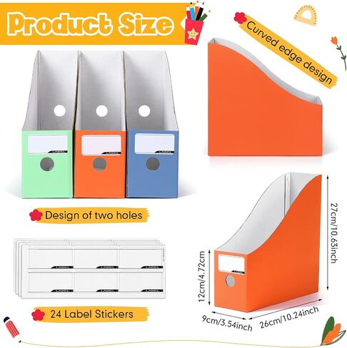 Colarr 12 Pack Cardboard Magazine Holders 12 Colors Magazine Storage Box with Label Stickers File Organizer Folder Book Holder for Desk Desktop Document Organizer for Office School (Fresh Color) in Saudi Arabia