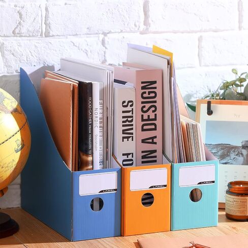 Colarr 12 Pack Cardboard Magazine Holders 12 Colors Magazine Storage Box with Label Stickers File Organizer Folder Book Holder for Desk Desktop Document Organizer for Office School (Fresh Color) in Saudi Arabia
