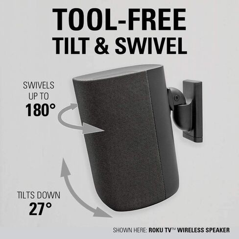 حامل حائط لمكبرات الصوت العالمية من Sanus لمكبرات الصوت الصغيرة المتوافقة مع Bose وHarmon Kardon وJBL وKEF وKlipsch وRoku وPolk وSony وغيرها - زوج in Saudi Arabia