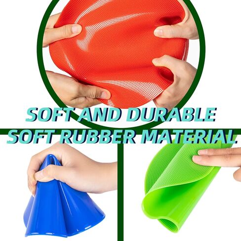 علامات بولي سبوت 9 بوصة 18 قطعة من علامات خفة الحركة المطاطية غير القابلة للانزلاق، نقاط أرضية مخروطية مسطحة لكرة القدم، كرة القدم، علامات تدريب كرة السلة، تدريبات التمارين المدرسية، التباعد الاجتماعي، ممارسة الرقص in Kuwait