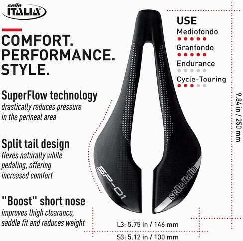 Selle Italia، SP-01 Boost TM Superflow، سرج دراجة MTB ودراجة الطريق - للرجال والنساء in Saudi Arabia