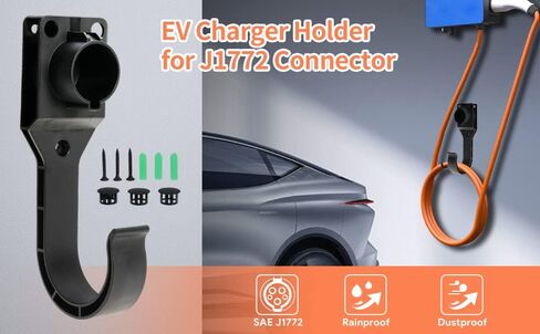 EV Charger Holder, Portable Electric Car Charger Hooks, EV Charger Nozzle Holster Dock and J-Hook Combination for J1772 Connector in Kuwait