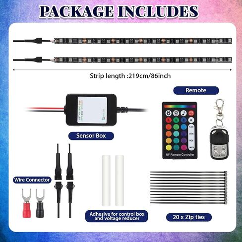 2 Pcs 86 Inch Golf Cart Multicolor Underglow LED Light Strip Kit Underbody Glow Neon Light with Wireless Remote Control Waterproof Sound Active Music Sync Accent Lighting Kit for 12v-60v in Saudi Arabia