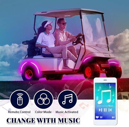 2 Pcs 86 Inch Golf Cart Multicolor Underglow LED Light Strip Kit Underbody Glow Neon Light with Wireless Remote Control Waterproof Sound Active Music Sync Accent Lighting Kit for 12v-60v in Saudi Arabia