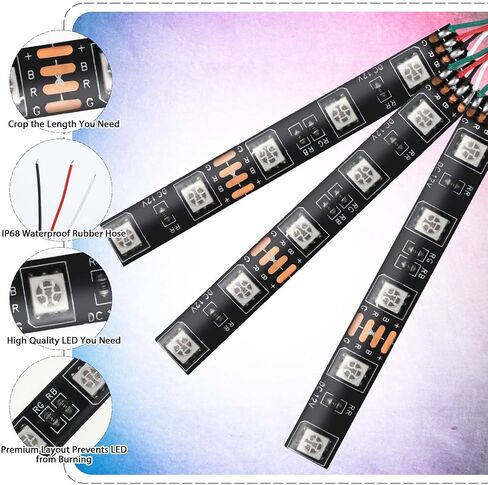 2 Pcs 86 Inch Golf Cart Multicolor Underglow LED Light Strip Kit Underbody Glow Neon Light with Wireless Remote Control Waterproof Sound Active Music Sync Accent Lighting Kit for 12v-60v in Saudi Arabia