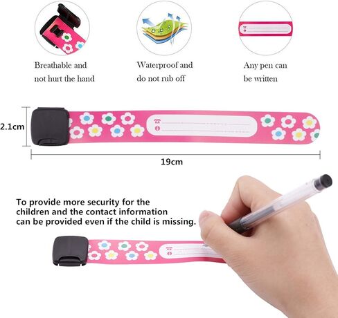 سوار معصم لبطاقة الهوية لسلامة الأطفال، 12 قطعة من أساور الهوية الآمنة القابلة لإعادة الاستخدام ومقاومة للماء للأطفال، أحزمة تعريف الهوية أثناء السفر للأطفال مضادة للفقدان للرحلات الميدانية والأنشطة الخارجية in Kuwait