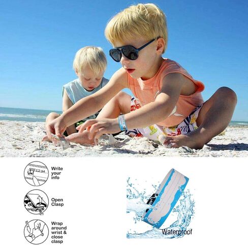 سوار معصم لبطاقة الهوية لسلامة الأطفال، 12 قطعة من أساور الهوية الآمنة القابلة لإعادة الاستخدام ومقاومة للماء للأطفال، أحزمة تعريف الهوية أثناء السفر للأطفال مضادة للفقدان للرحلات الميدانية والأنشطة الخارجية in Kuwait