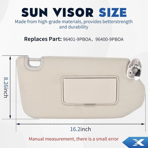 Car Right Passenger Side Sun Visor with Lamp & Mirror for Nissan Pathfinder 2013-2018 Infiniti QX60 2014-2017 JX35 2013 Replaces# 964009PB0A in Saudi Arabia