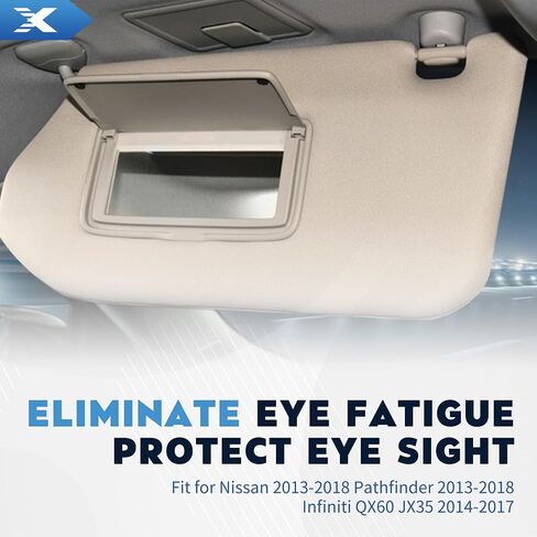 Car Right Passenger Side Sun Visor with Lamp & Mirror for Nissan Pathfinder 2013-2018 Infiniti QX60 2014-2017 JX35 2013 Replaces# 964009PB0A in Saudi Arabia