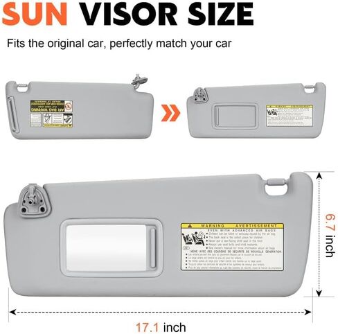 Beige Driver Left Side Sun Visor Replacement Compatible with 2004 2005 2006 2007 Toyota Highlander Replace 74320-48260-A0 74310-48220-A0 in Saudi Arabia