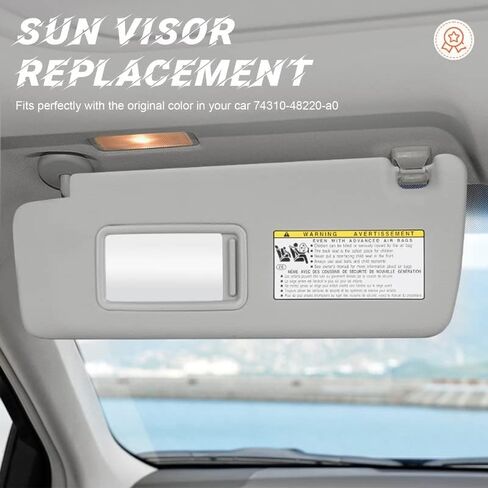 Beige Driver Left Side Sun Visor Replacement Compatible with 2004 2005 2006 2007 Toyota Highlander Replace 74320-48260-A0 74310-48220-A0 in Saudi Arabia