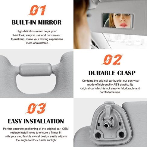 Beige Driver Left Side Sun Visor Replacement Compatible with 2004 2005 2006 2007 Toyota Highlander Replace 74320-48260-A0 74310-48220-A0 in Saudi Arabia