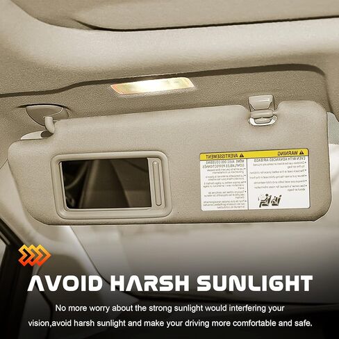 Beige Driver Left Side Sun Visor Replacement Compatible with 2004 2005 2006 2007 Toyota Highlander Replace 74320-48260-A0 74310-48220-A0 in Saudi Arabia
