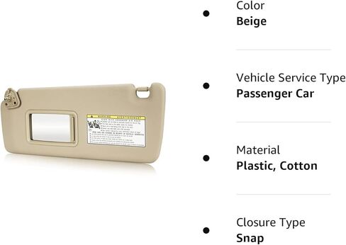 Beige Driver Left Side Sun Visor Replacement Compatible with 2004 2005 2006 2007 Toyota Highlander Replace 74320-48260-A0 74310-48220-A0 in Saudi Arabia
