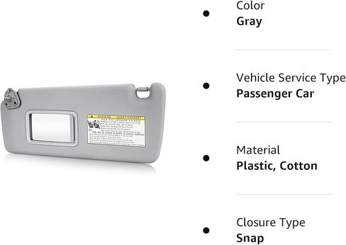 Beige Driver Left Side Sun Visor Replacement Compatible with 2004 2005 2006 2007 Toyota Highlander Replace 74320-48260-A0 74310-48220-A0 in Saudi Arabia