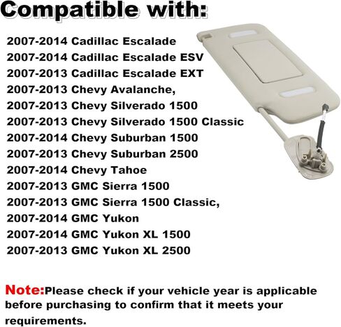 واقي الشمس للسائق الأيسر من NHILES متوافق مع Cadillac Chevy Gmc 2007 2008 2009 2010 2011 2012 2013 2014 رقم استبدال واقي الشمس 22850306 اللون: رمادي in Kuwait