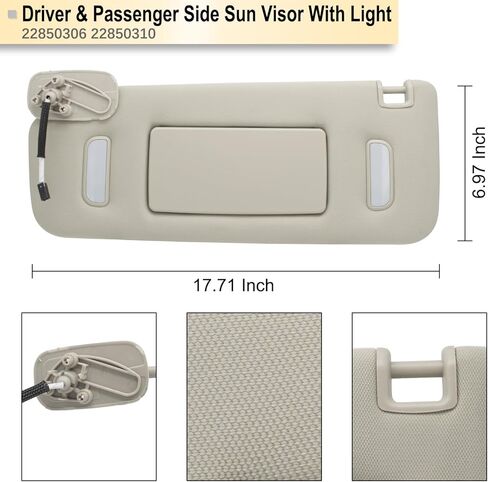 واقي الشمس للسائق الأيسر من NHILES متوافق مع Cadillac Chevy Gmc 2007 2008 2009 2010 2011 2012 2013 2014 رقم استبدال واقي الشمس 22850306 اللون: رمادي in Kuwait