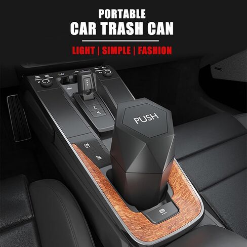 Mini Car Trash Can, 600ml, Black, ABS Material, Diamond Cup Design, Leakproof, Multipurpose, 2 Pieces in Kuwait