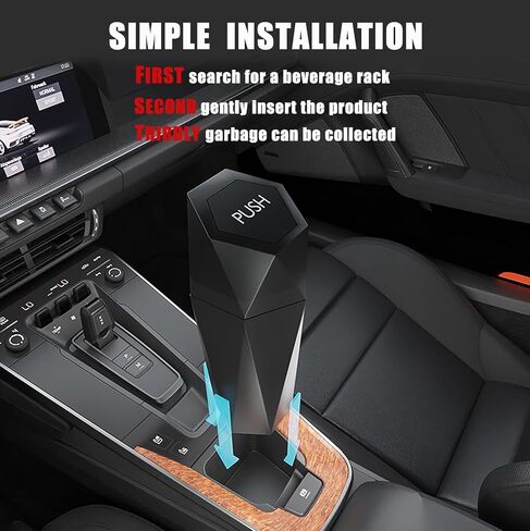 Mini Car Trash Can, 600ml, Black, ABS Material, Diamond Cup Design, Leakproof, Multipurpose, 2 Pieces in Kuwait